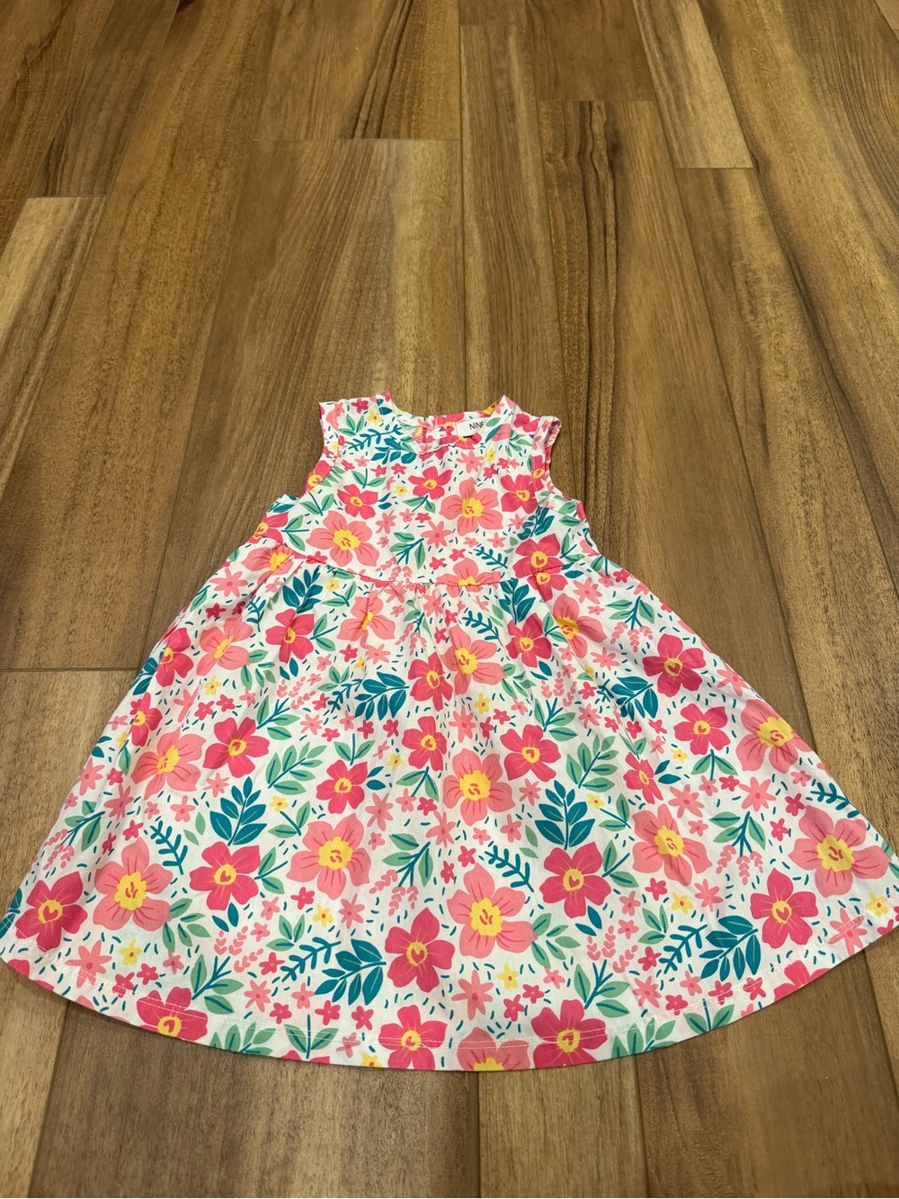 Nine West Girls' Pink Floral Sleeveless Dress
